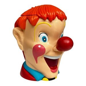 Vintage Clown Head Mug Red Plastic Hinged Lid Kids Cup 2003 Ringling Bros Circus